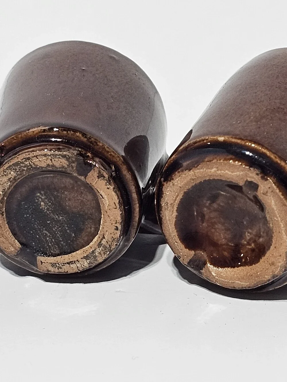 Vintage Mid-century Brown Glazed Ceramic Miniature Mug-style Shot Glasses 4